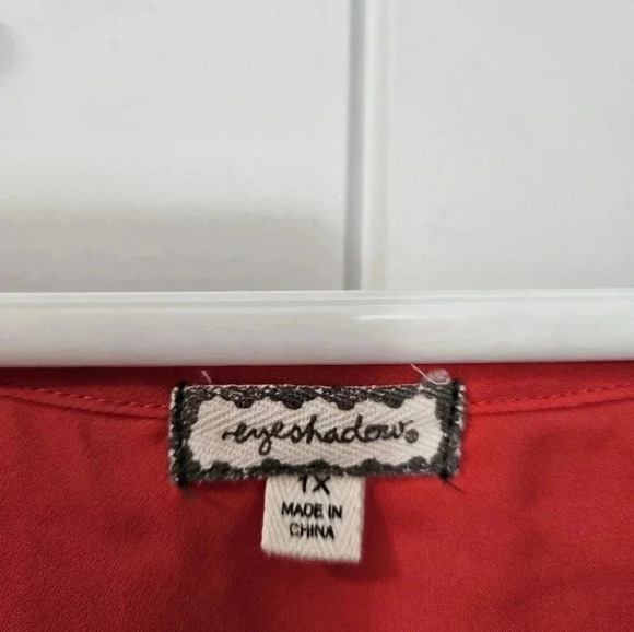 Eyeshadow - Lace Cap Sleeve Blouse - Orange - Plus Size 1X - Picture 4 of 6